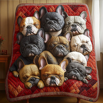 Frenchie Fiesta Quilted Blanket