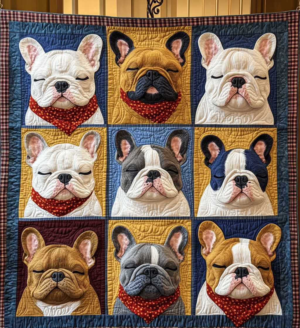Frenchie Collection Quilted Blanket