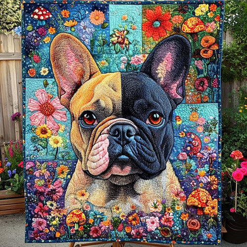 Frenchie Fantasy Quilted Blanket