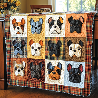 Frenchie Flair Quilted Blanket