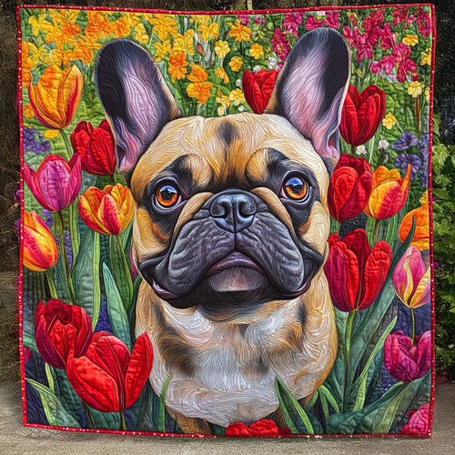 Frenchie Meadows Quilted Blanket