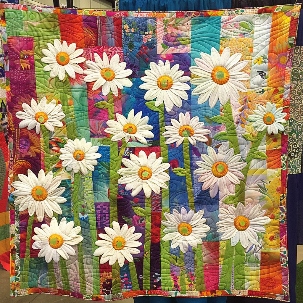 Fresh Flower Fusion Quilted Blanket