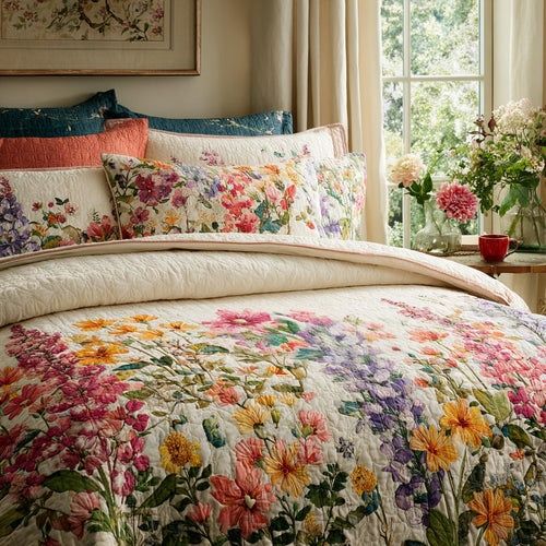 Fresh Blossoms 3-Piece Quilted Bedding Set