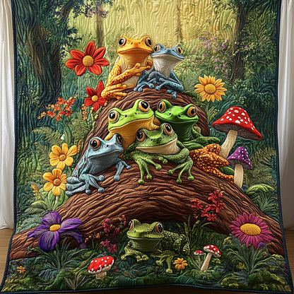 Frog Frenzy Quilted Blanket