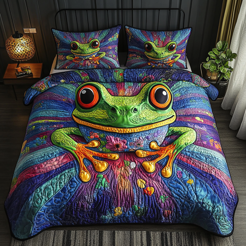 Frog Whisperer 3-Piece Quilted Bedding Set