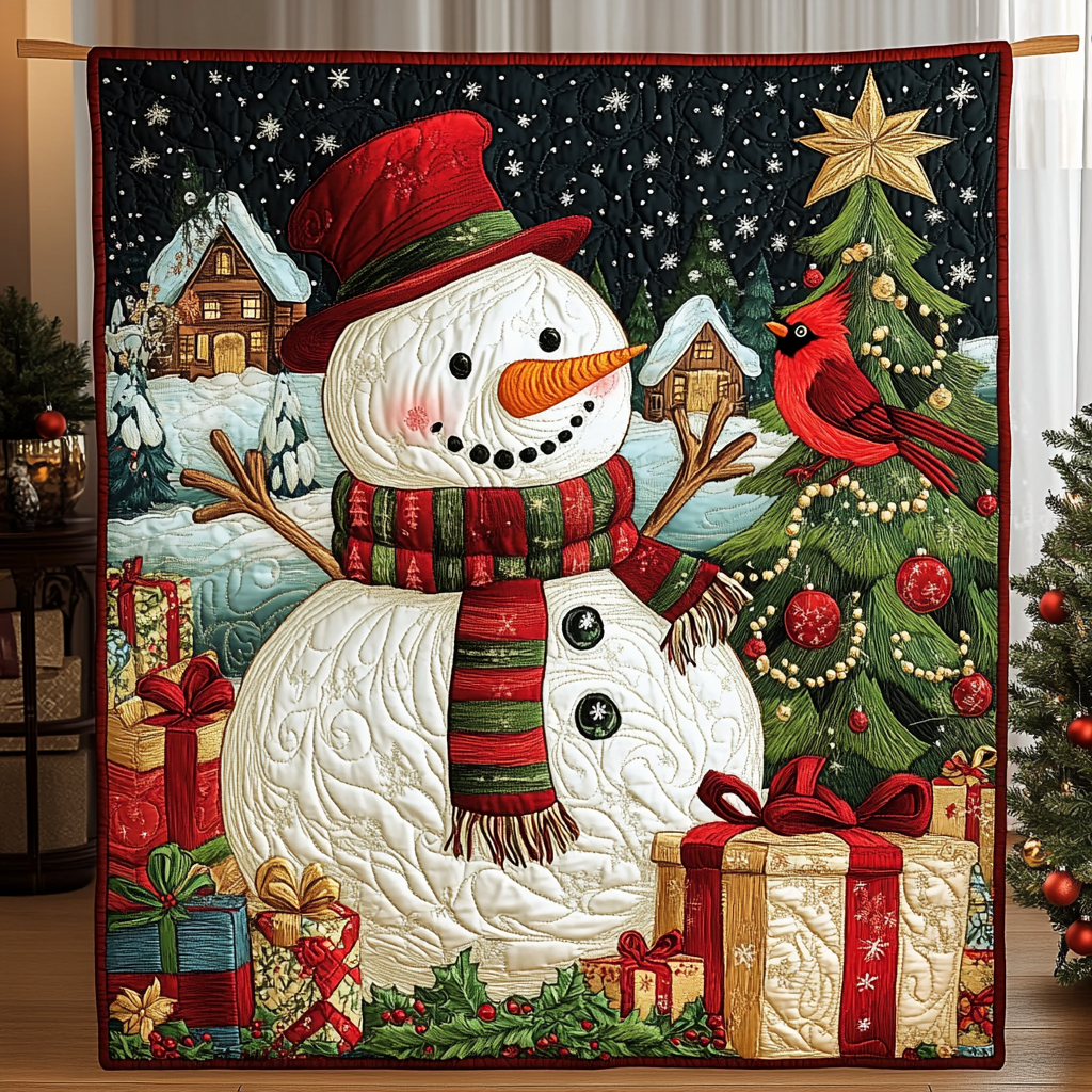 Frost and Feather Quilted Blanket