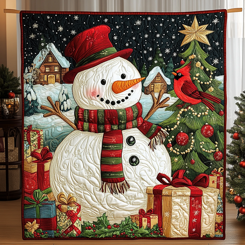 Frost and Feather Quilted Blanket