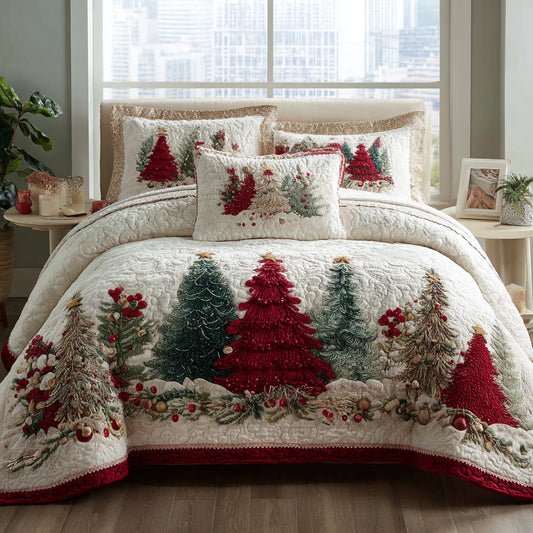 Christmas Tree 3-Piece Quilted Bedding Set