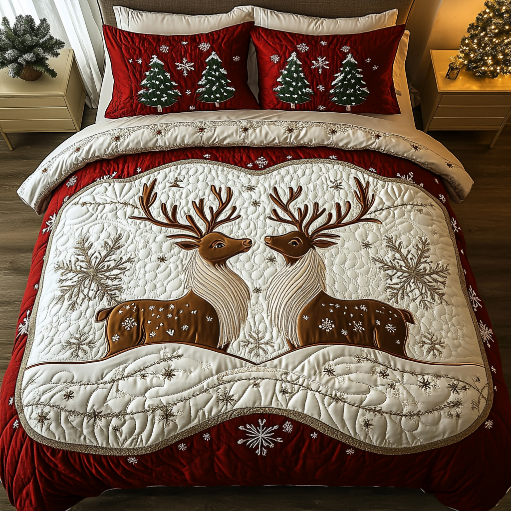 Frosted Hooves 3-Piece Quilted Bedding Set