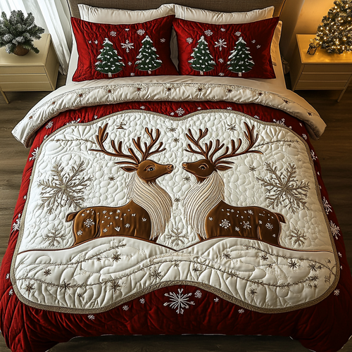 Frosted Hooves 3-Piece Quilted Bedding Set