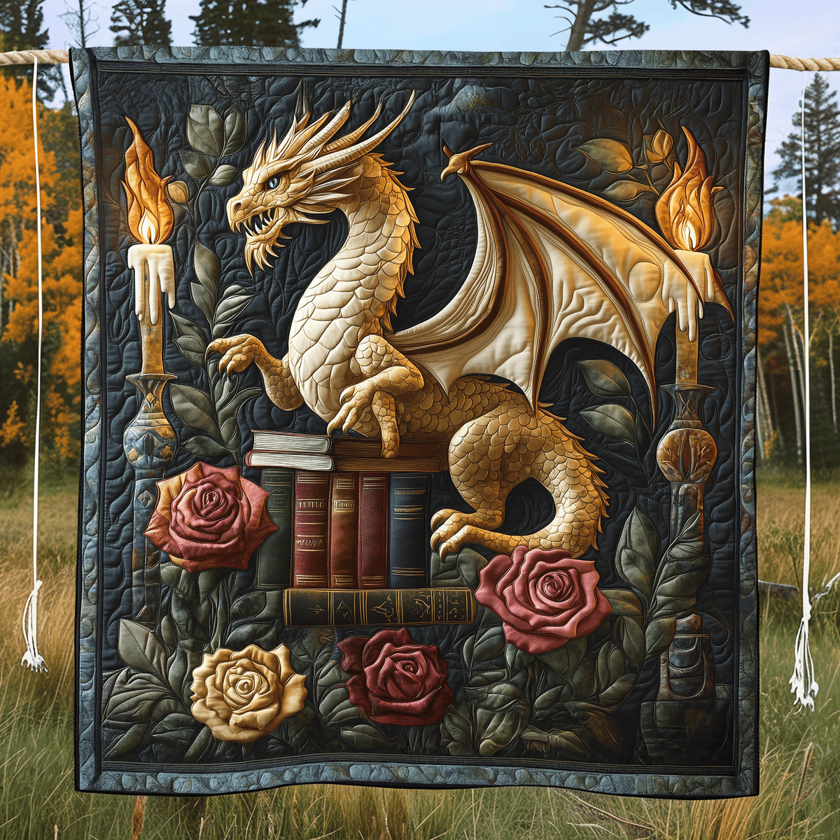 Frostfire Majesty Quilted Blanket