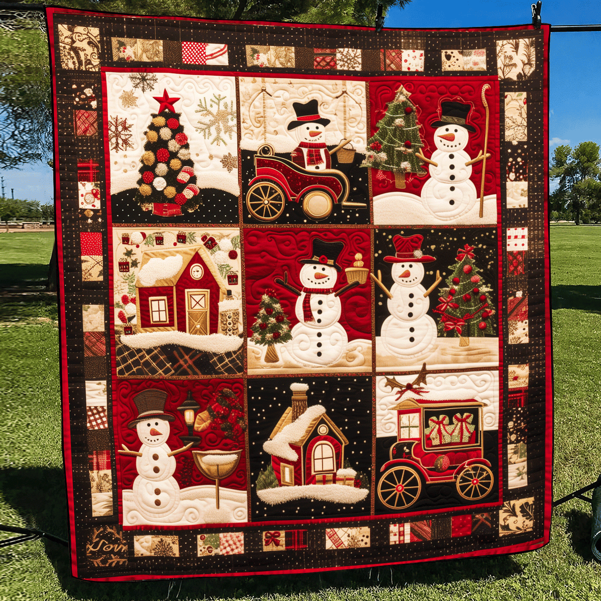 Frosty Friends Christmas Quilted Blanket