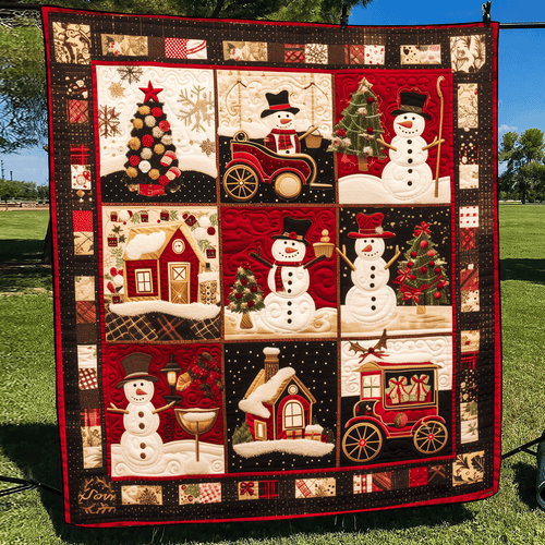 Frosty Friends Christmas Quilted Blanket