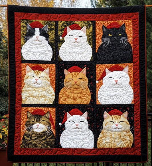 Frosty Feline Quilted Blanket