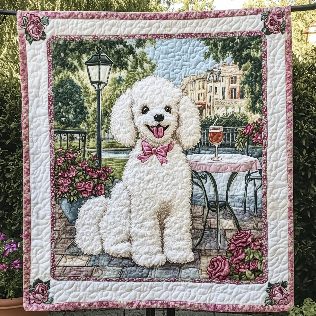 Frosty Poodle Wonderland Quilted Blanket