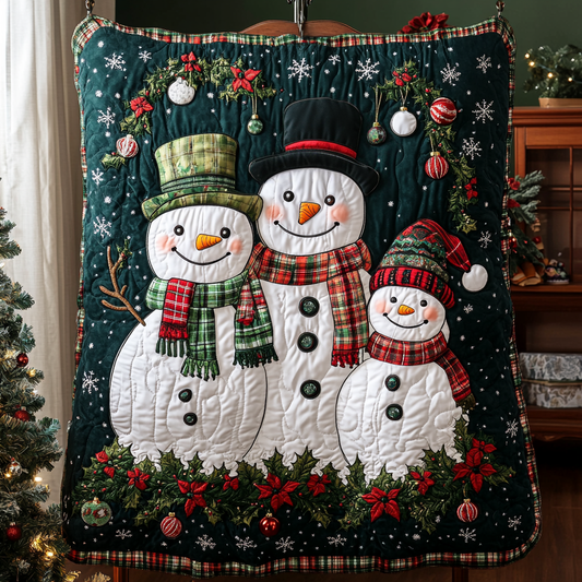 Frosty Snowman Quilted Blanket