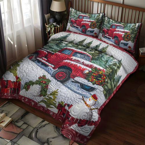 Frosty Truck Cheer 3-Piece Quilted Bedding Set