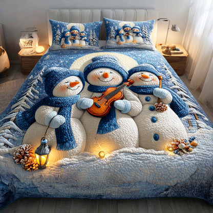 Snowmen Wonderland 3-Piece Quilted Bedding Set