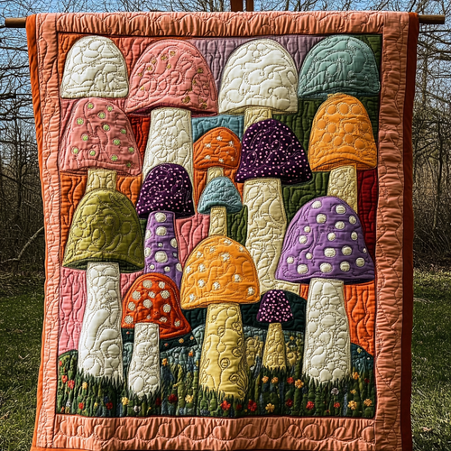Fungal Glow Quilted Blanket