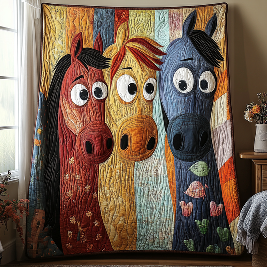 Funny Horse Design Quilted Blanket