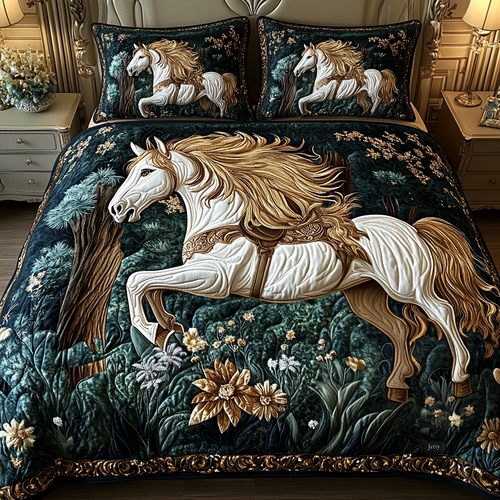 Gallant Grace 3-Piece Quilted Bedding Set