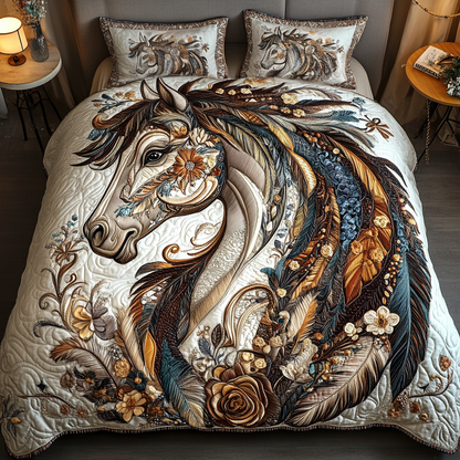 Galloping Beauty 3-Piece Quilted Bedding Set