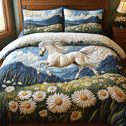 Galloping Daisies 3-Piece Quilted Bedding Set