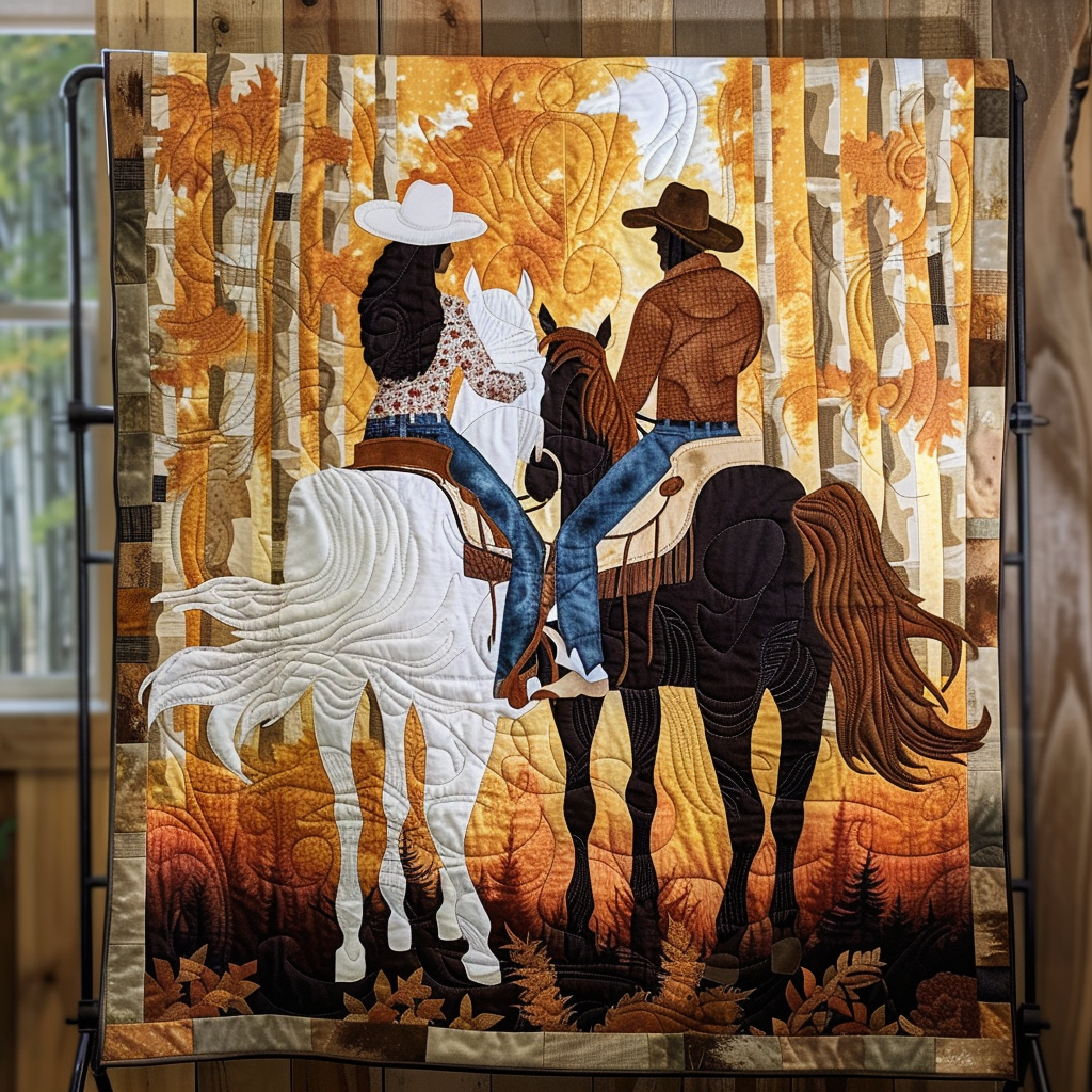 Galloping Together Quilted Blanket