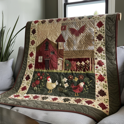 Garden Path Chicken Quilted Blanket