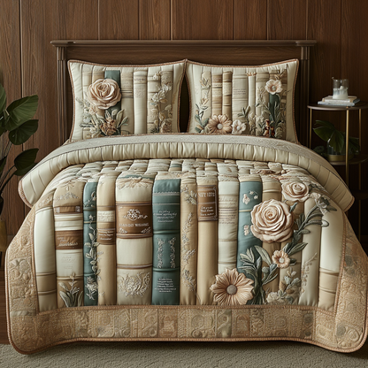 Garden Bookscape 3-Piece Quilted Bedding Set