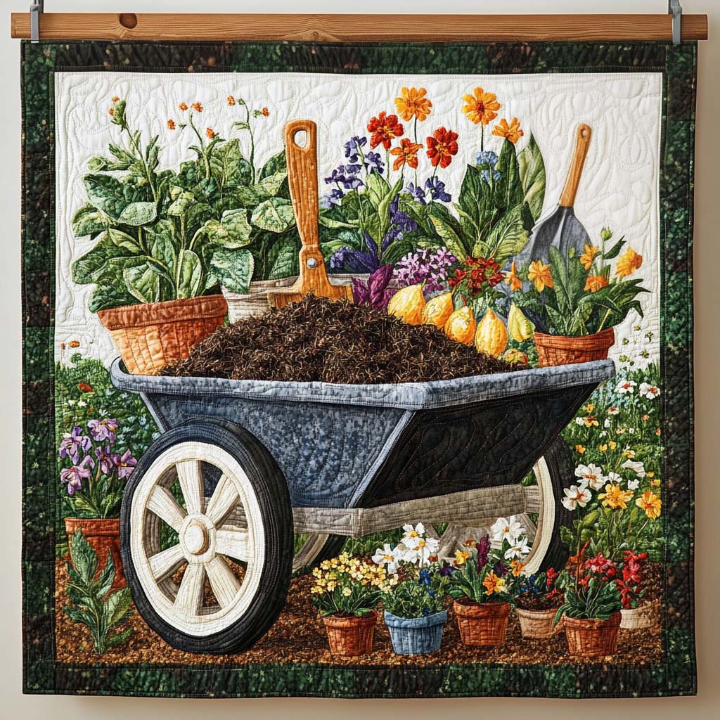 Garden Cart Quilted Blanket