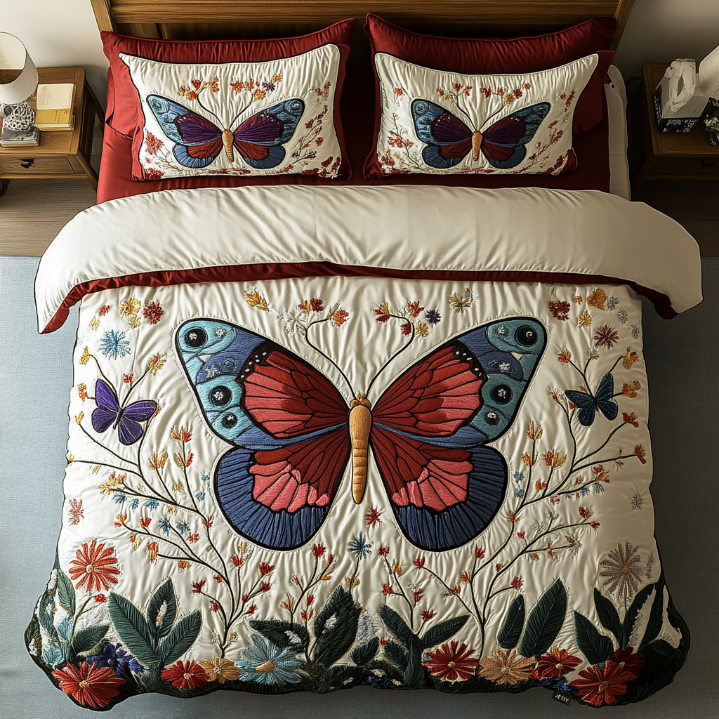 Garden Flight 3-Piece Quilted Bedding Set