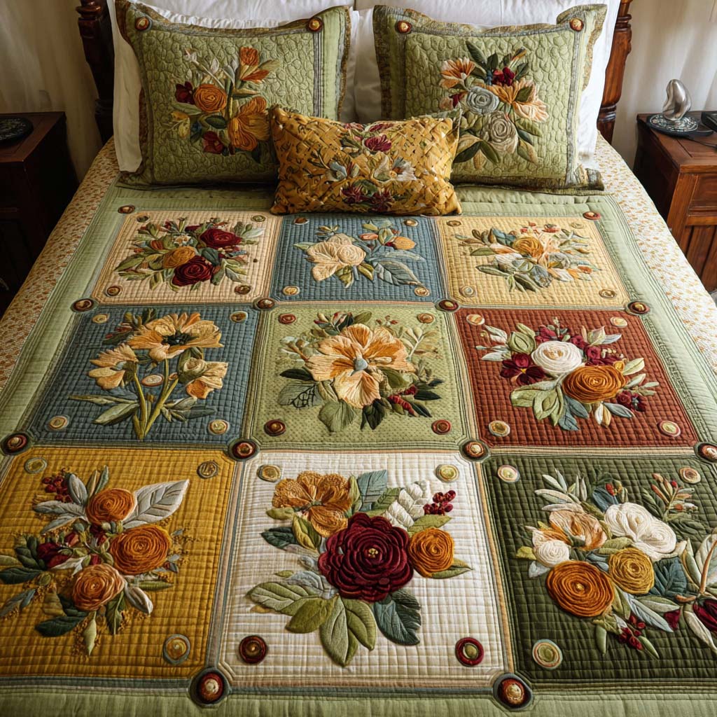 Garden Whimsy 3-Piece Quilted Bedding Set