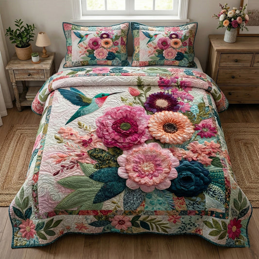 Garden Whisper 3-Piece Quilted Bedding Set