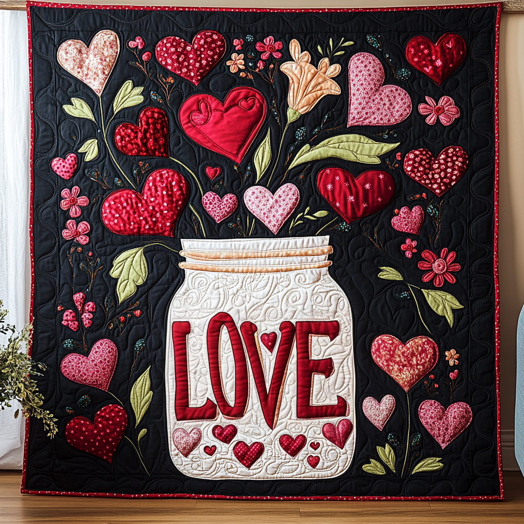 Garden of Hearts Quilted Blanket