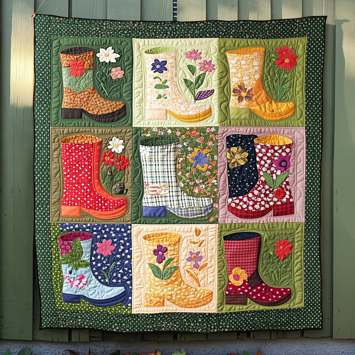 Gardening Footprints Quilted Blanket