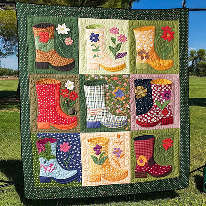 Gardening Footprints Quilted Blanket