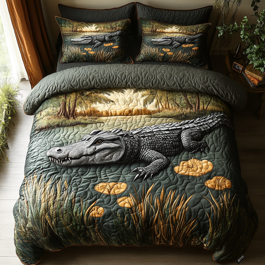 Alligator 3-Piece Quilted Bedding Set