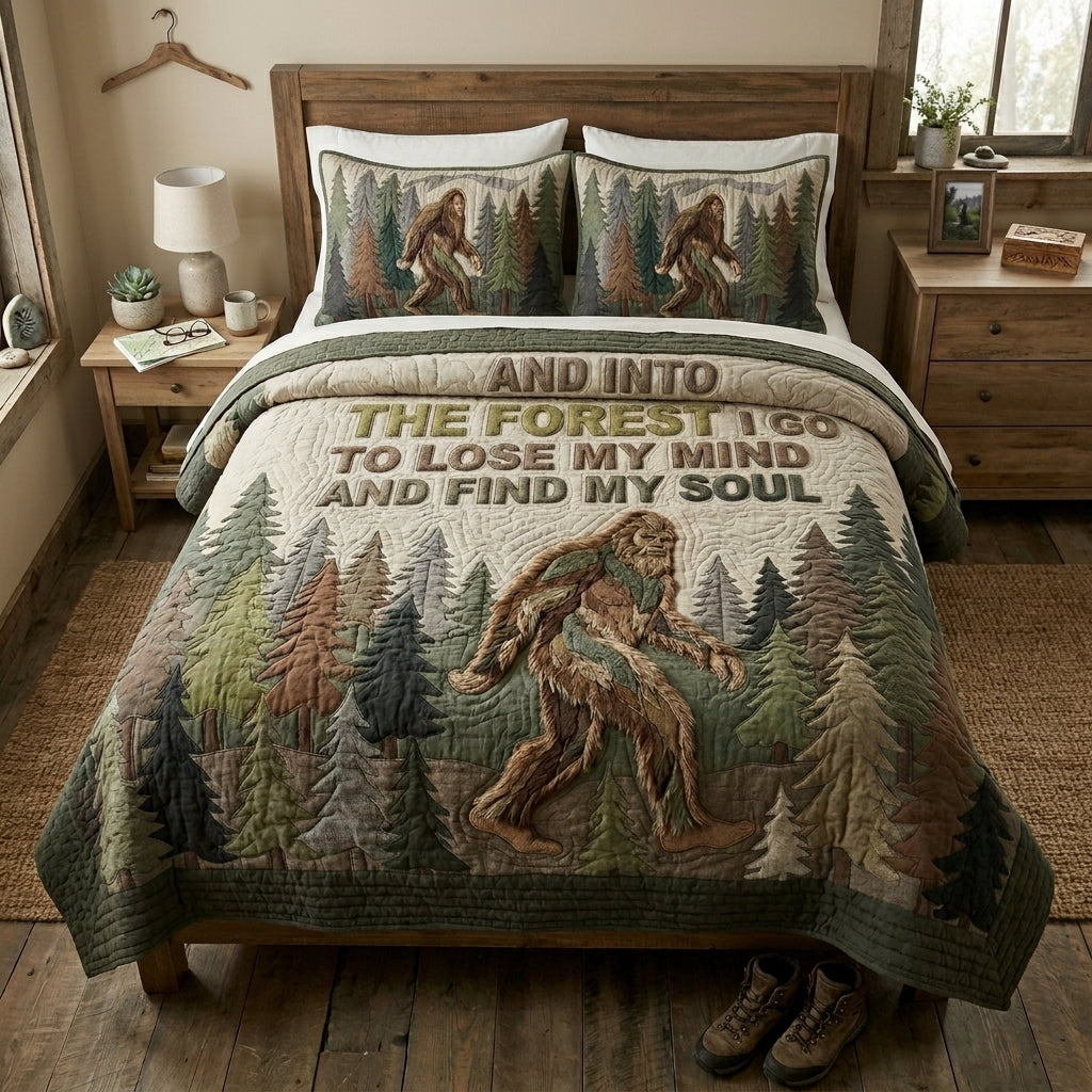 Deep Sasquatch 3-Piece Quilted Bedding Set