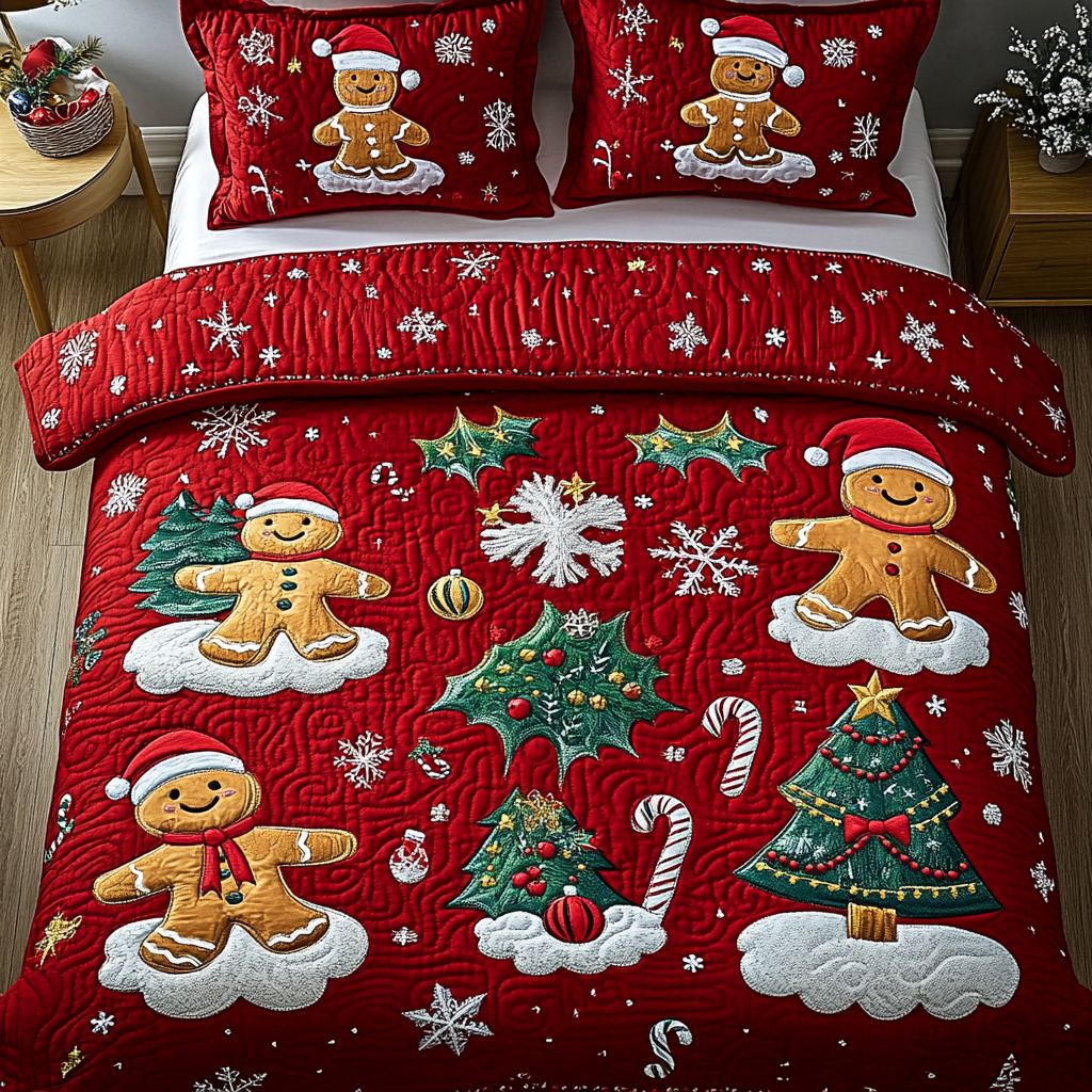 Gingerbread Dreams 3-Piece Quilted Bedding Set