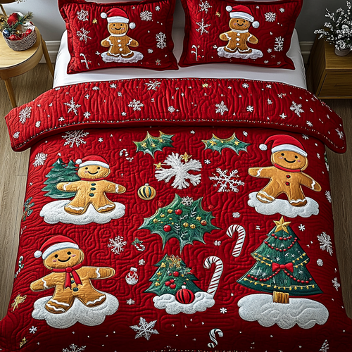 Gingerbread Dreams 3-Piece Quilted Bedding Set