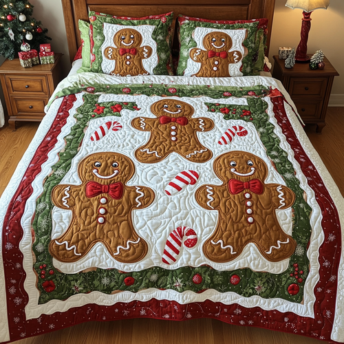 Gingerbread Dreams 3-Piece Quilted Bedding Set