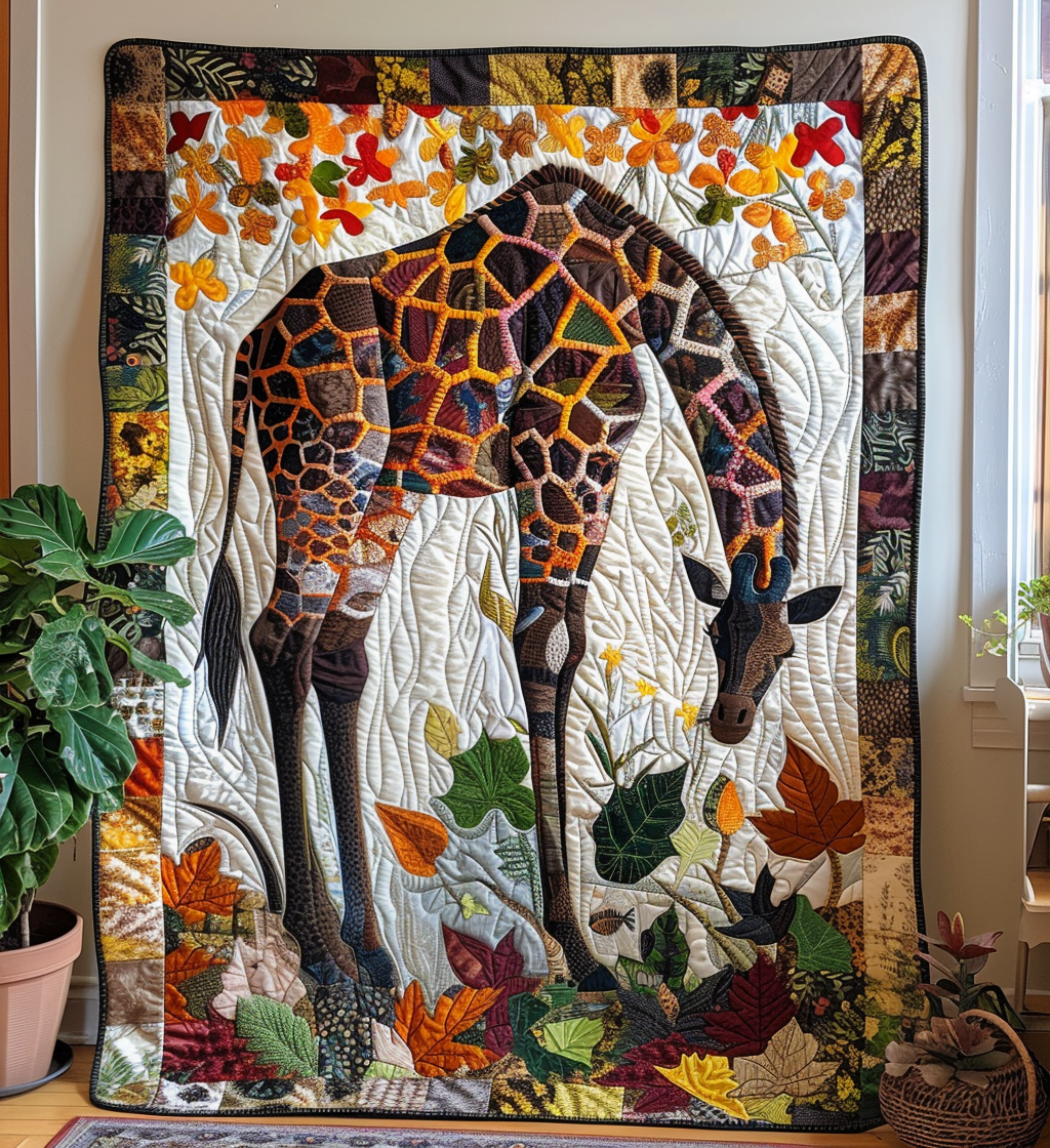 Giraffe Wilderness Quilted Blanket