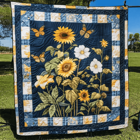 Glow Flower Quilted Blanket