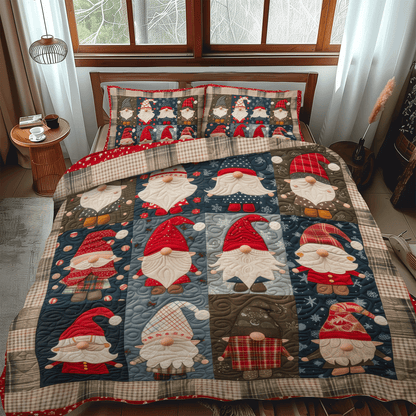 Gnome Family 3-Piece Quilted Bedding Set