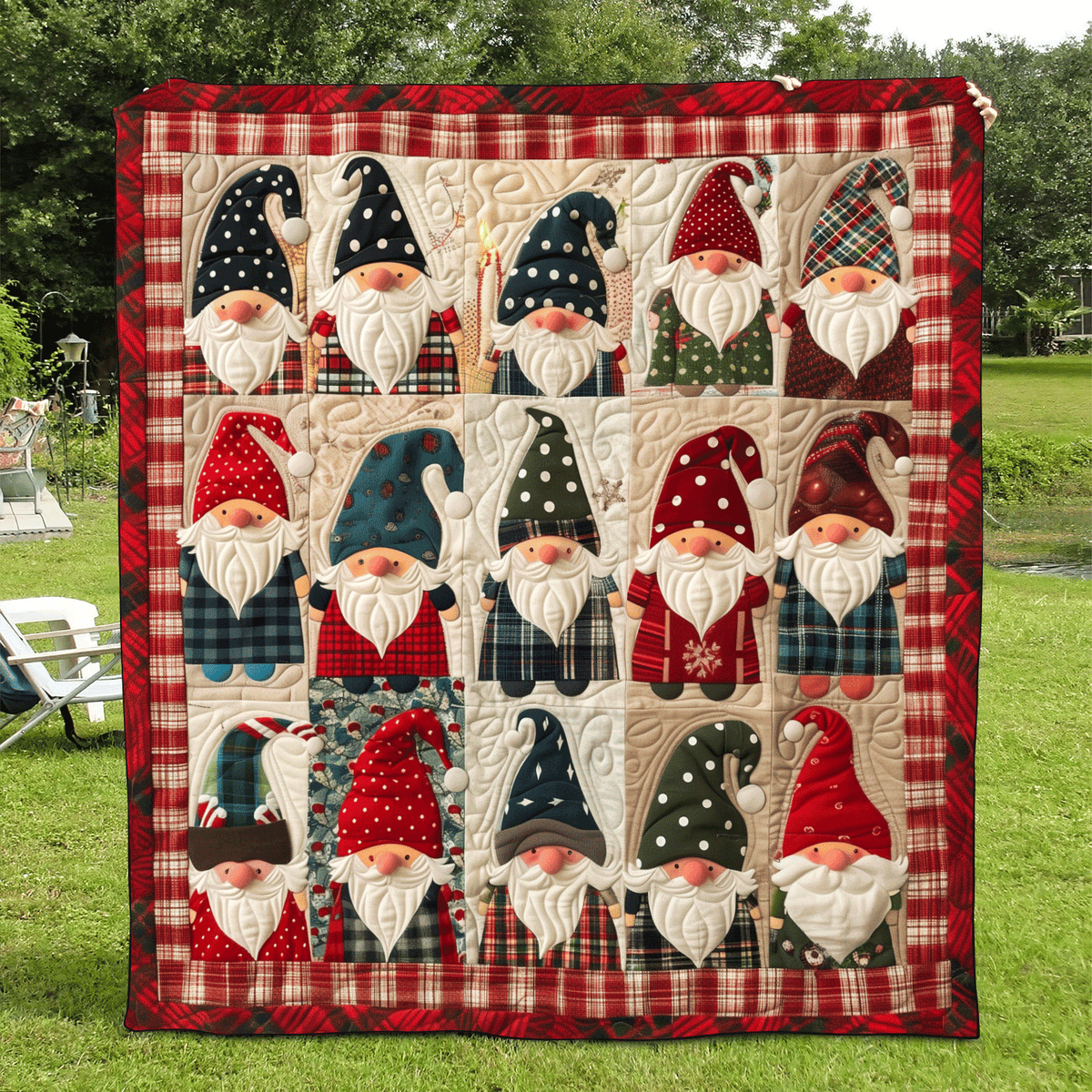 Gnome Huddle Quilted Blanket