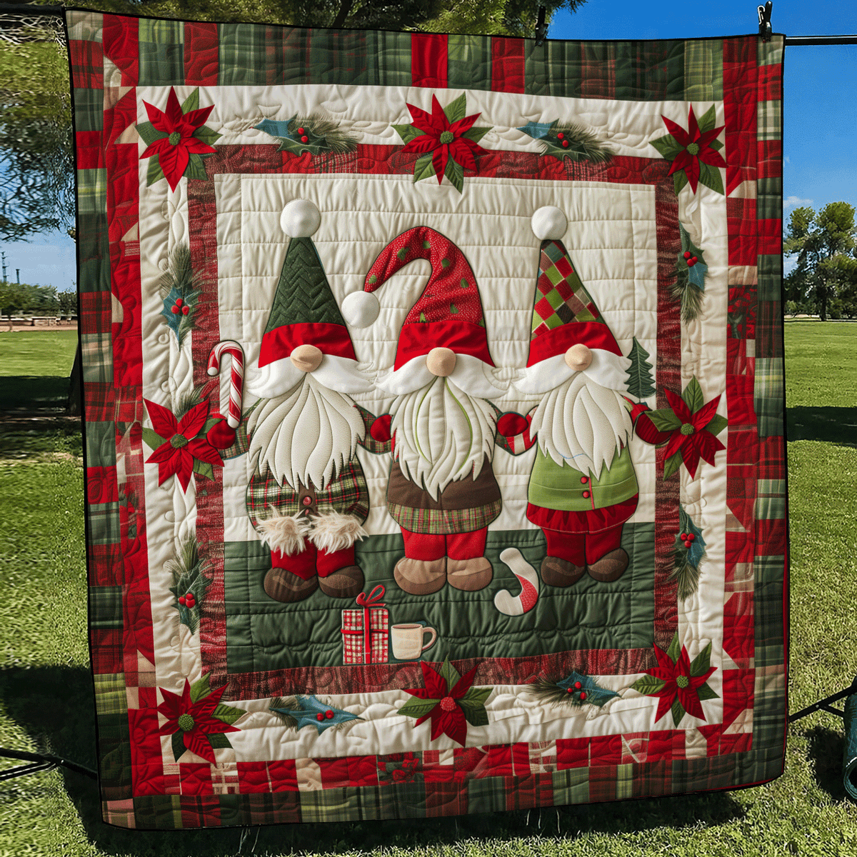 Gnome Parade Quilted Blanket