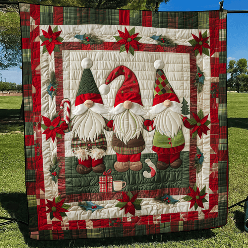 Gnome Parade Quilted Blanket