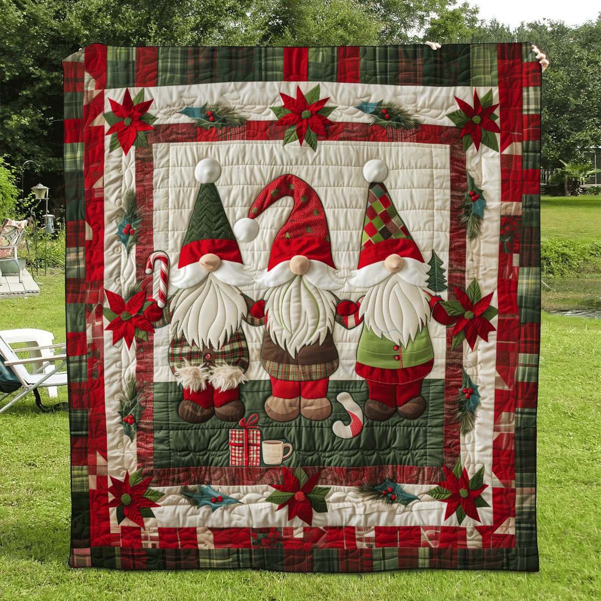 Gnome Parade Quilted Blanket