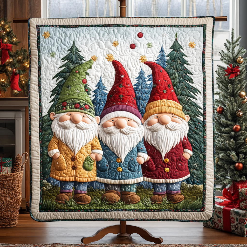 Gnome Cheer Quilted Blanket